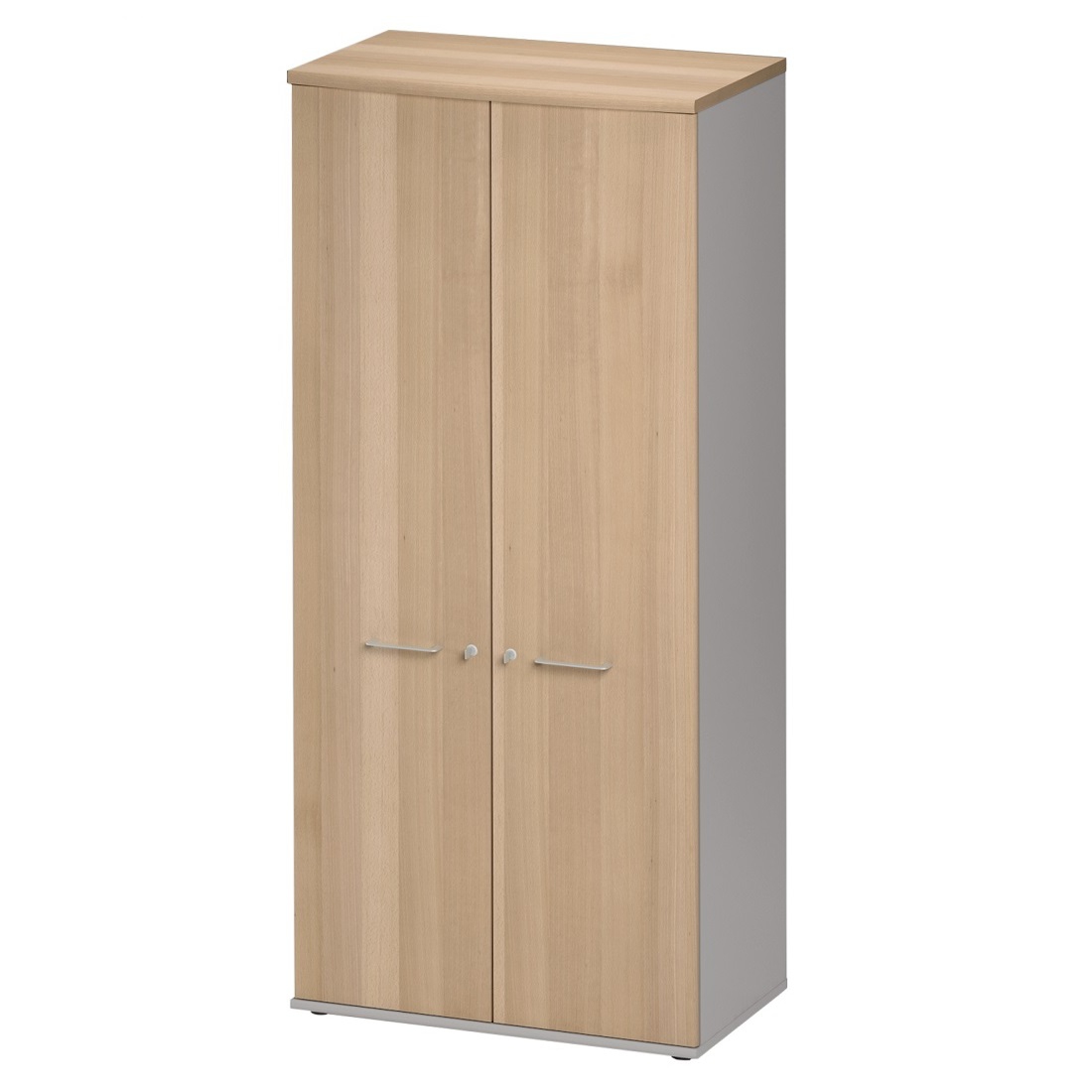 Archiefkast Jazz Small van 183 cm hoog in beuken met licht grijs