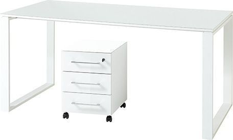 Bureau Set Monteria van 160 cm breed in wit met ladeblok
