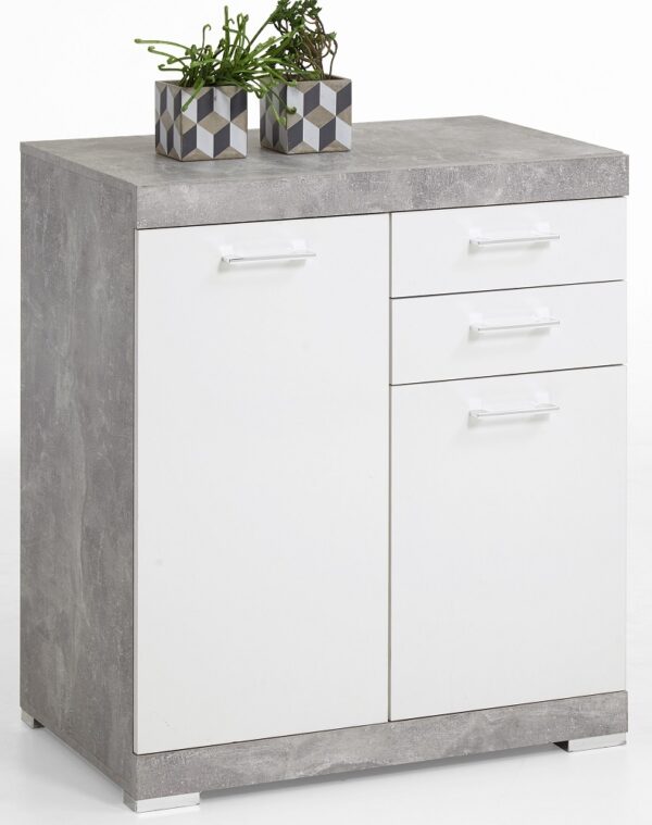 Commode Bristol 2 XL van 90 cm hoog in grijs beton met wit