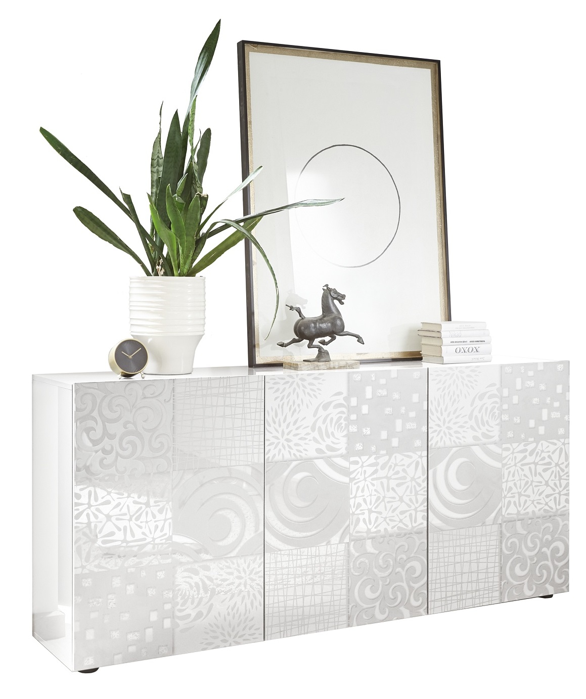 Dressoir Miro met 3 deuren 181 cm breed in hoogglans wit