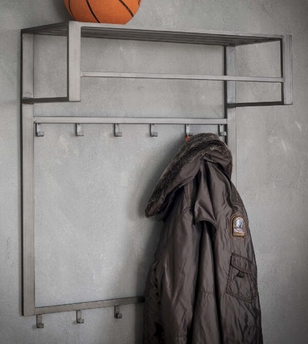 Kapstok Industrial van 80 cm breed met 12 haken - Zilver