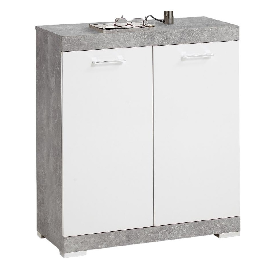Opbergkast Bristol 1 van 90 cm hoog in Grijs beton met wit