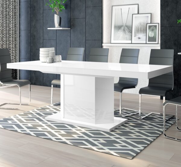 Uitschuifbare eettafel Amigo 160 tot 260 cm breed in hoogglans wit