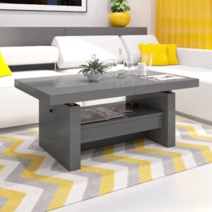 Uitschuifbare salontafel Aversa 120 tot 170 cm breed Hoogglans grijs