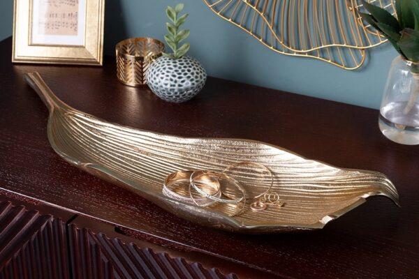 Schaal Blad 64cm goud/ 40915