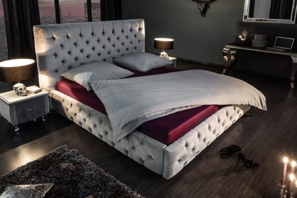 Bed Paris 180x200cm grijs fluweel/ 39992