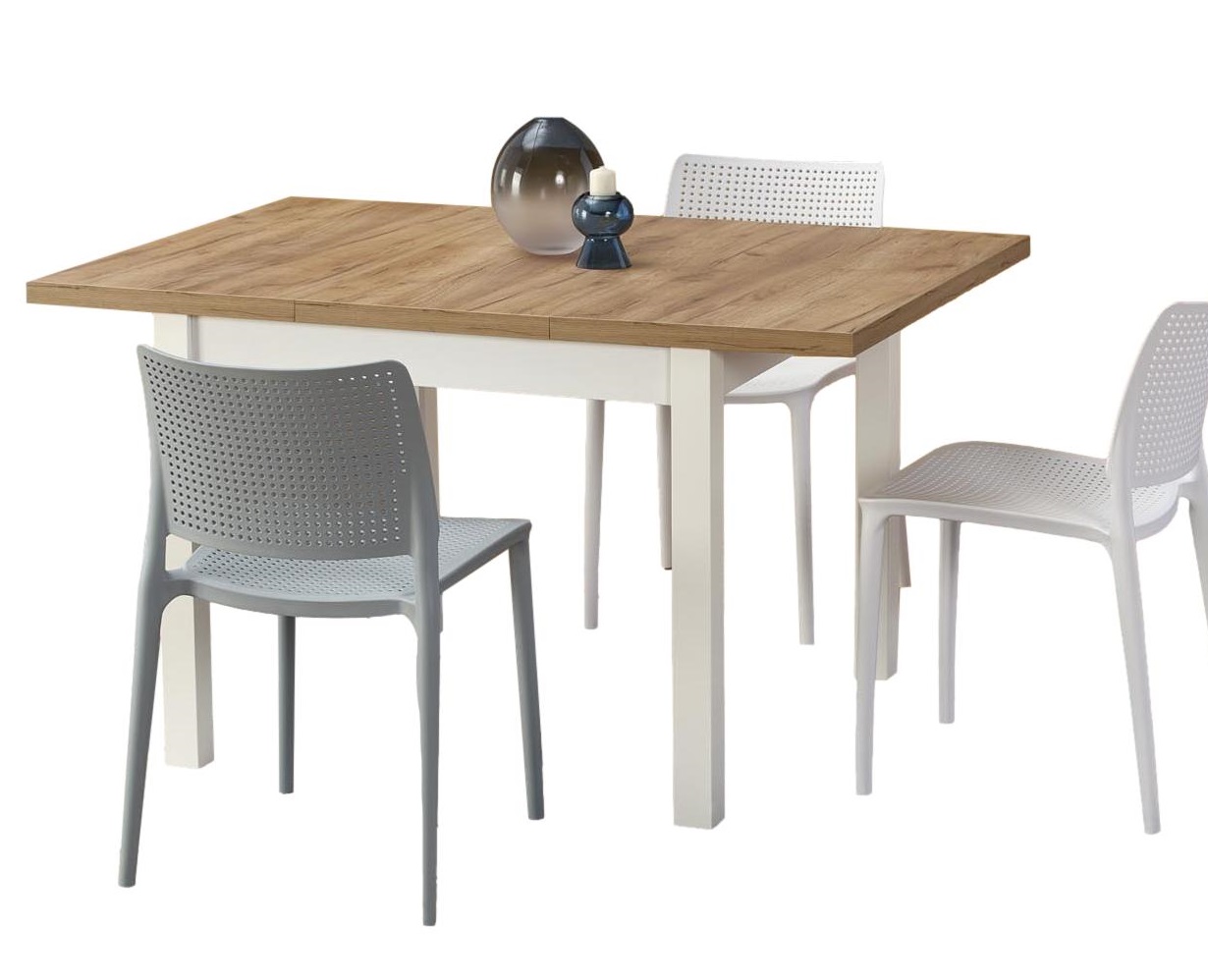 Uitschuifbare eettafel Tiago 2 van 140 tot 220 cm breed eiken met wit