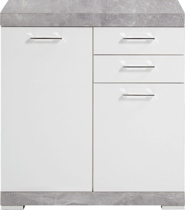 Commode Bristol 2 van 90 cm hoog in grijs beton met wit