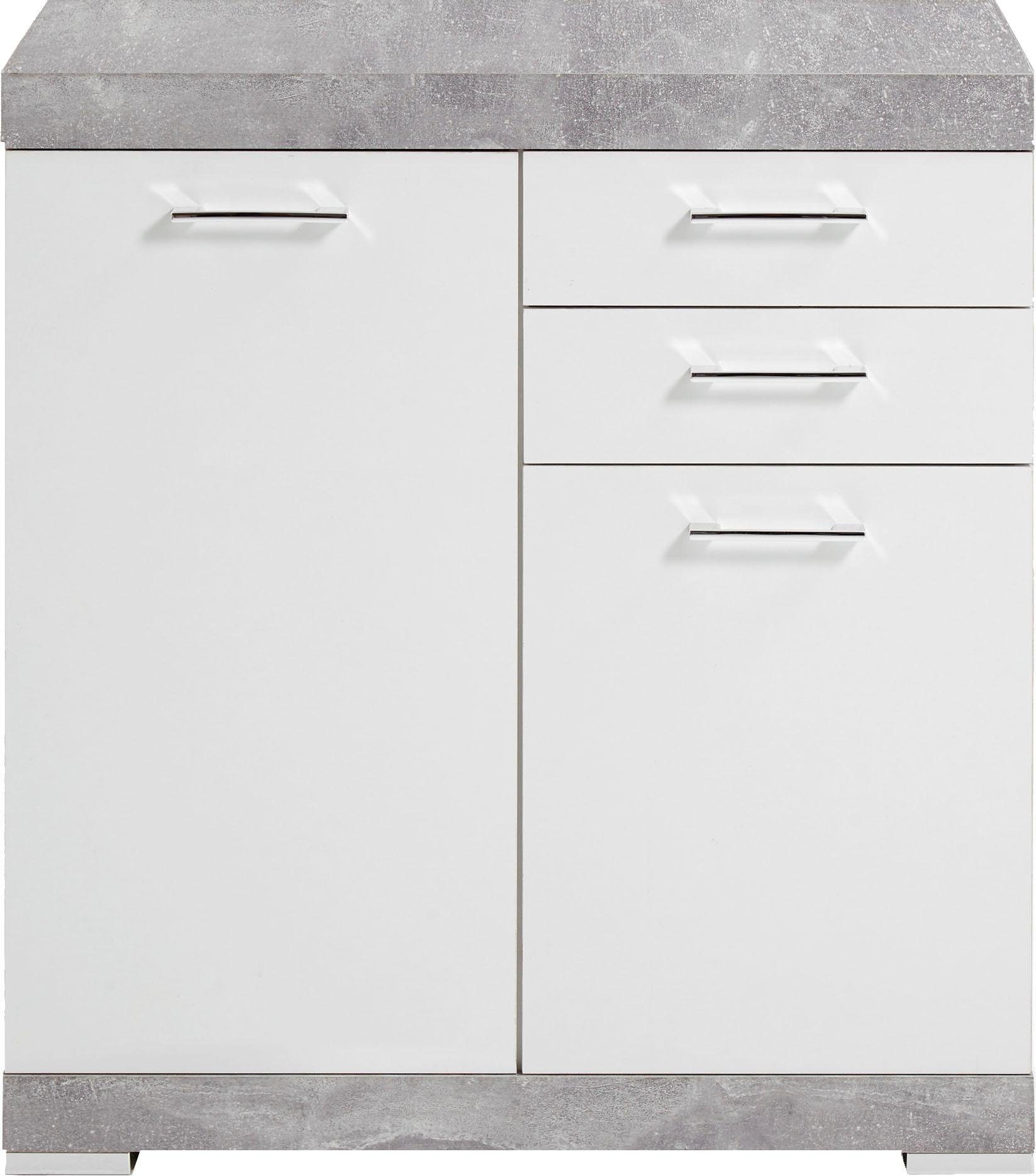 Commode Bristol 2 van 90 cm hoog in grijs beton met wit