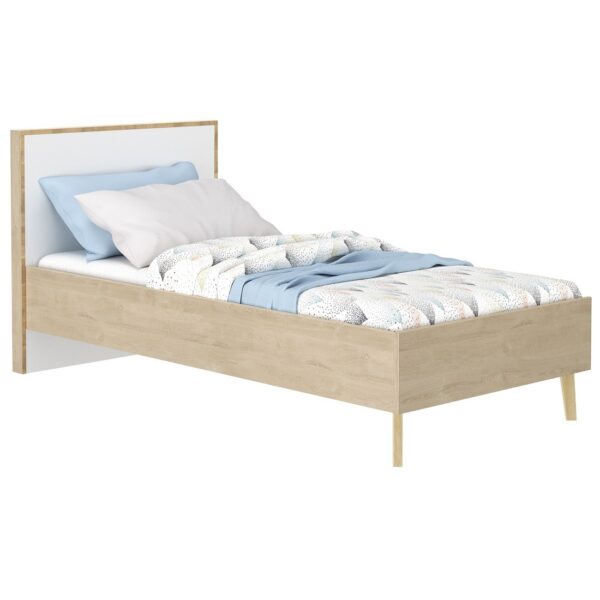 Eenpersoonsbed Larvik 90x190cm in eiken met wit