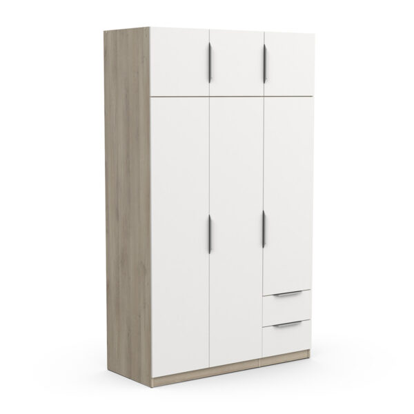 Kledingkast Ghost 6 deuren en 2 laden 120x203 cm eiken met wit