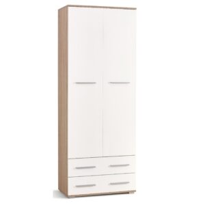 Kledingkast Lima 77 cm breed in sonoma eiken met hoogglans wit