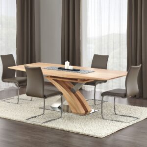 Uitschuifbare eettafel Sandor 160 tot 220 cm breed in goud eiken