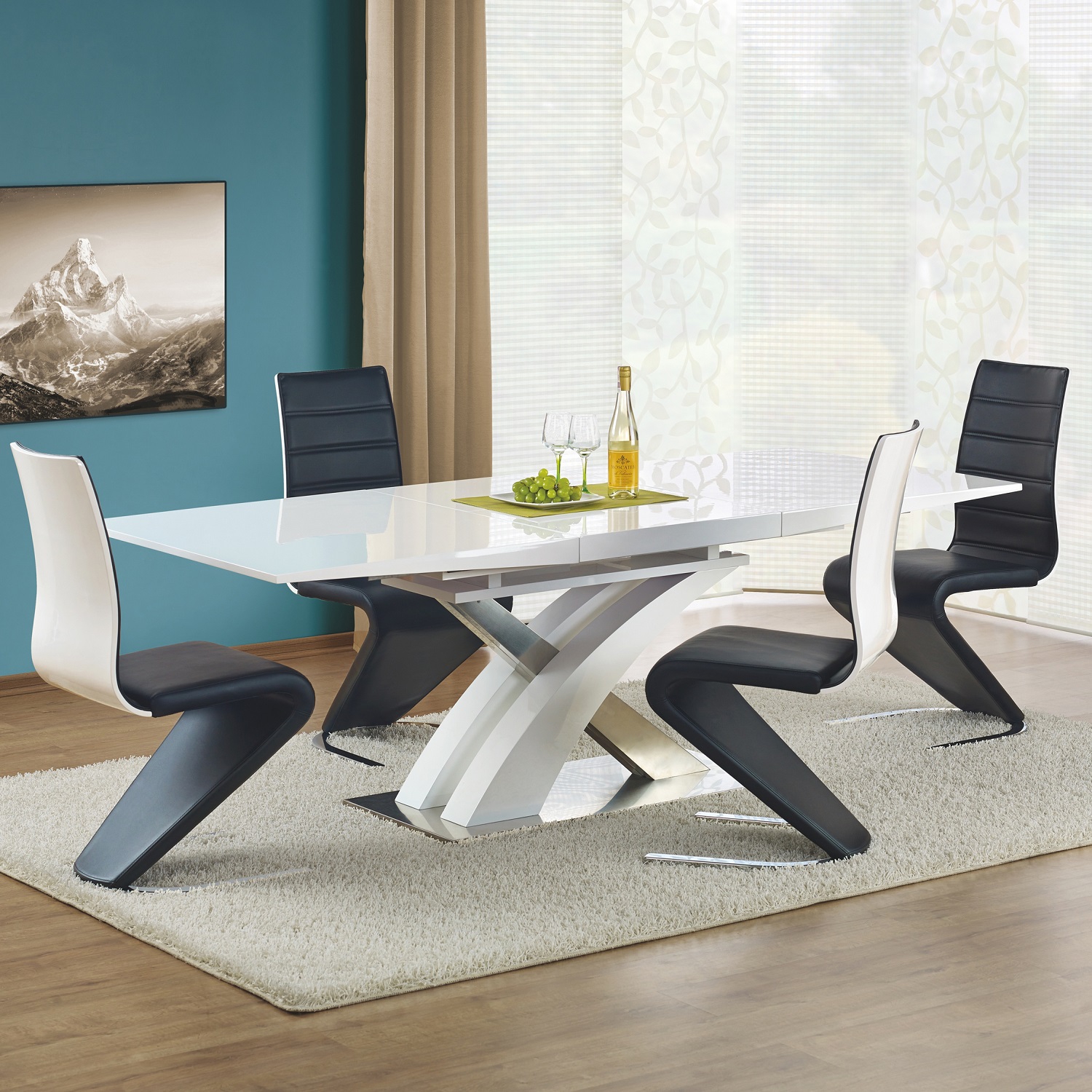 Uitschuifbare eettafel Sandor 160 tot 220 cm breed in wit