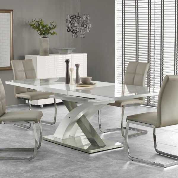 Uitschuifbare eettafel Sandor 2 van 160 tot 220 cm breed in grijs