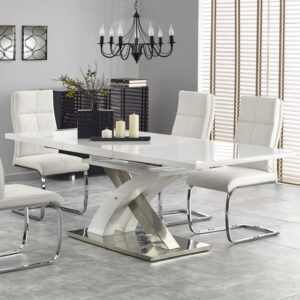 Uitschuifbare eettafel Sandor 2 van 160 tot 220 cm breed in wit