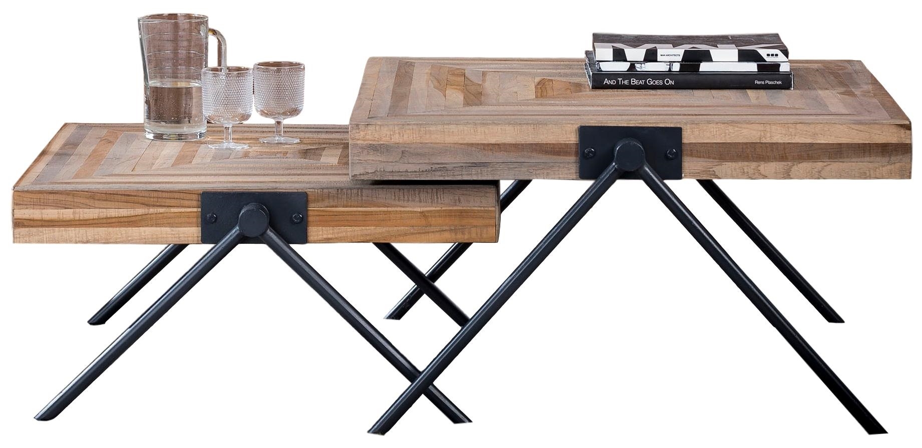 Salontafel set Teca balance 70 en 80 cm breed