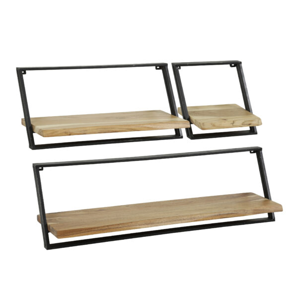 Wandrek / Wandschap set van 3 Lean massief hout