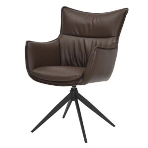 Draaistoel VOGUE 360° met armleuningen, bruin kunstleer met zwart metalen frame - 47709