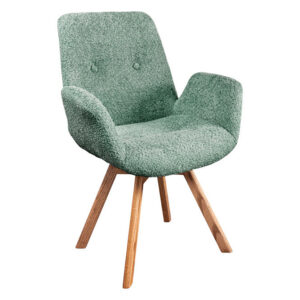 Draaistoel BALTIC, 360° draaibaar, bouclé mint met eikenhouten poten naturel - 45164