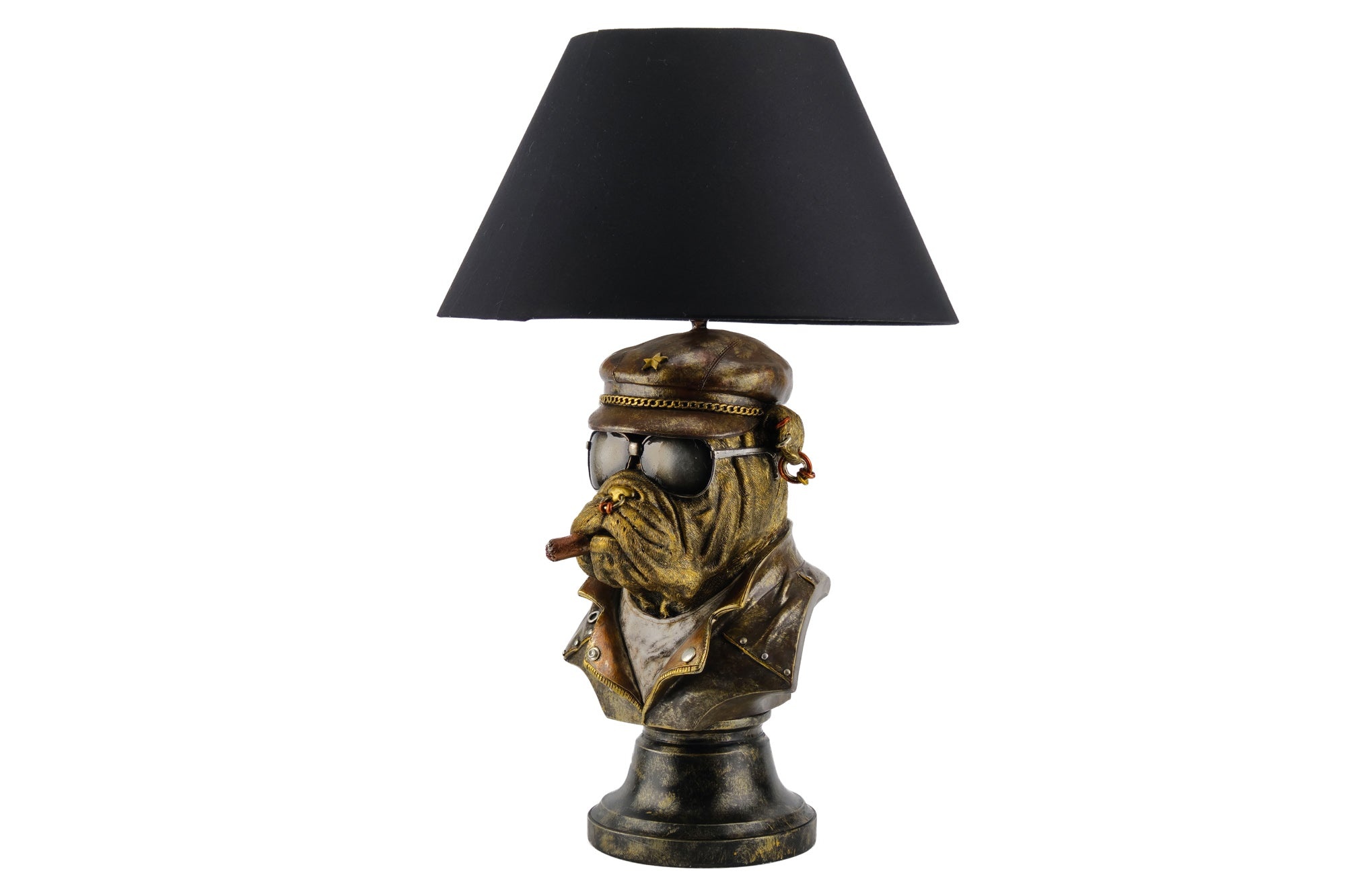 Tafellamp BULLDOG 55 cm brons met zwarte kap - 48005