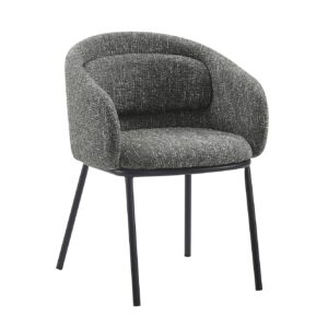 Stoel FLORENZ met armleuningen, gestructureerde stof, grijs en zwart metalen frame - 47791