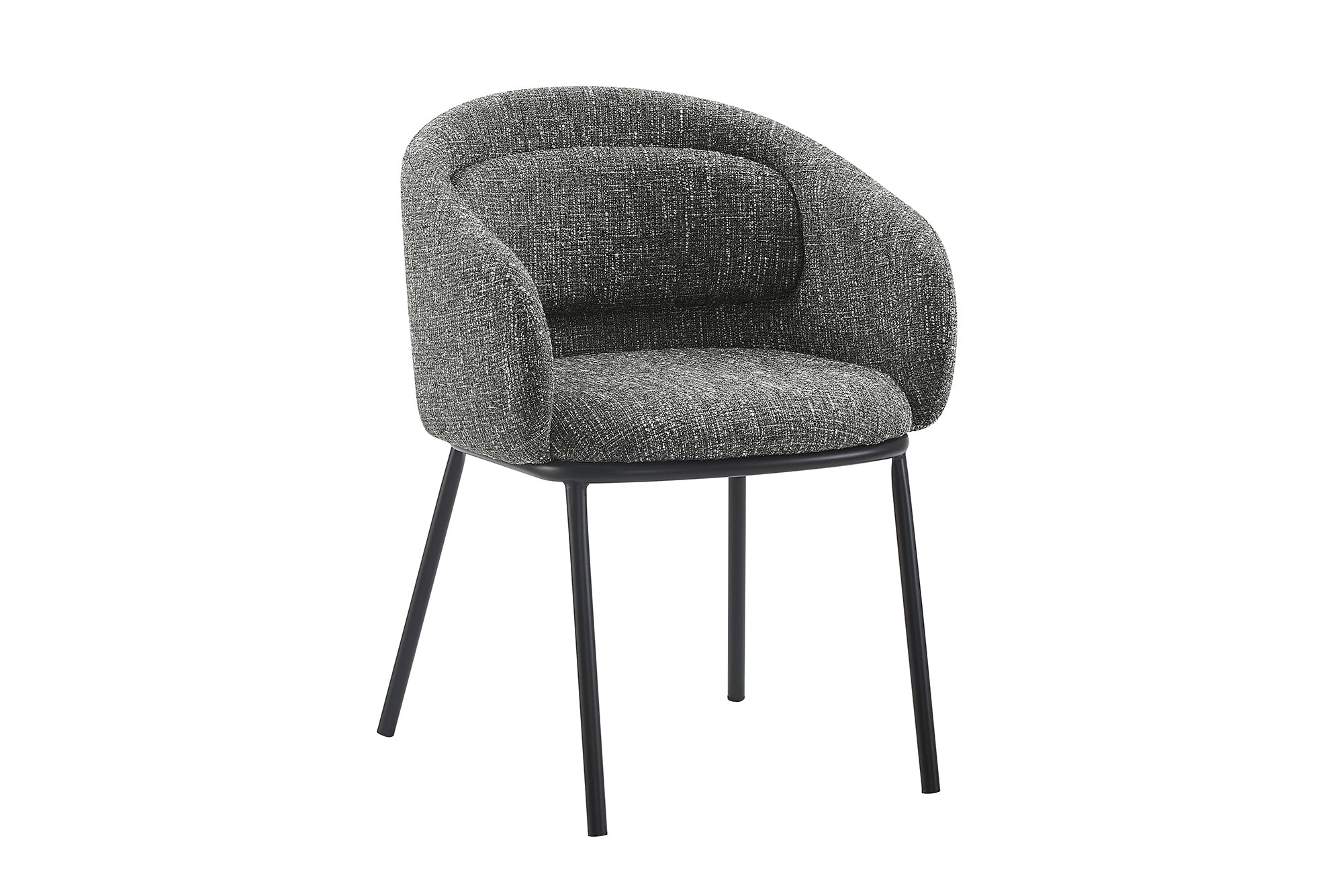 Stoel FLORENZ met armleuningen, gestructureerde stof, grijs en zwart metalen frame - 47791