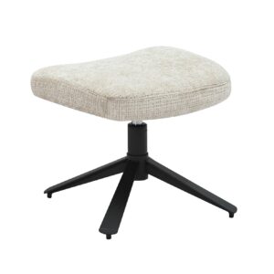 Kruk CLOUD 45 cm draaibaar, bekleed met gestructureerde stof in champagnebeige met zwart metalen frame - 46706