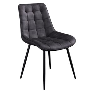 Stoel ROADSTAR, donkergrijs fluweel met zwarte metalen poten - 47486