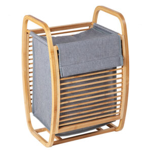 Wasmand LAGOON SPA 60cm bamboe naturel uitneembare tas grijs - 40942