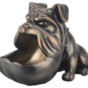 Decoratief beeldje van een bulldog van 30 cm, brons, met opbergvak. - 48016