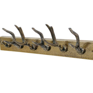 Wandkapstok met hertmotief, 50 cm, metaal, messing - 45664