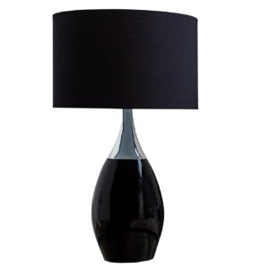 Tafellamp CARLA 60 cm linnen kap zwart - 37005