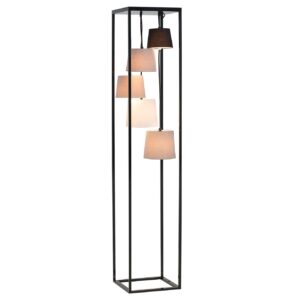 Vloerlamp LEVELS 180cm 5 linnen kappen zwart grijs - 38685