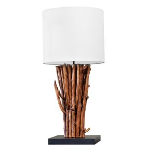 Tafellamp EUPHORIA I 60 cm met lampenkap van longanhout en katoen - 43452