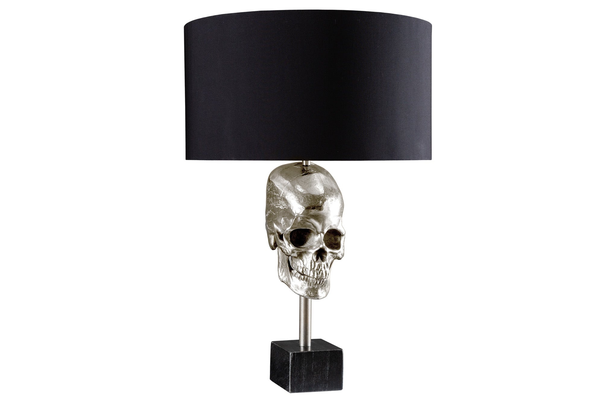Tafellamp SKULL 56cm zilverkleurige katoenen kap zwart - 41528