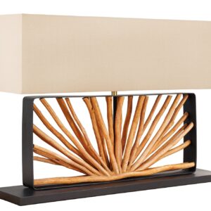 Tafellamp EUPHORIA 80 cm lampenkap beige longanhout naturel - 44687