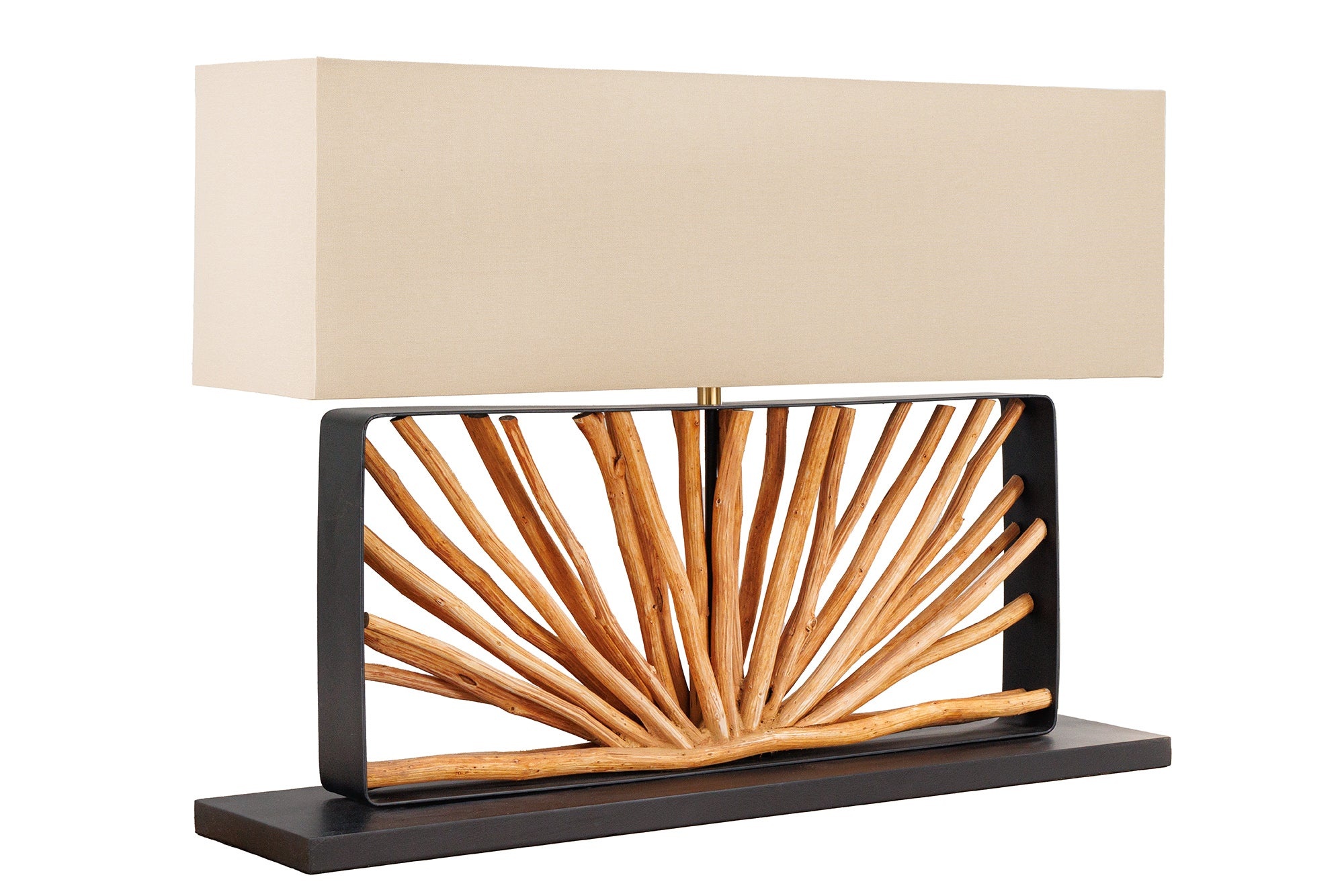 Tafellamp EUPHORIA 80 cm lampenkap beige longanhout naturel - 44687