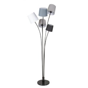 Vloerlamp LEVELS 176 cm 5 linnen lampenkappen zwart grijs wit - 40745