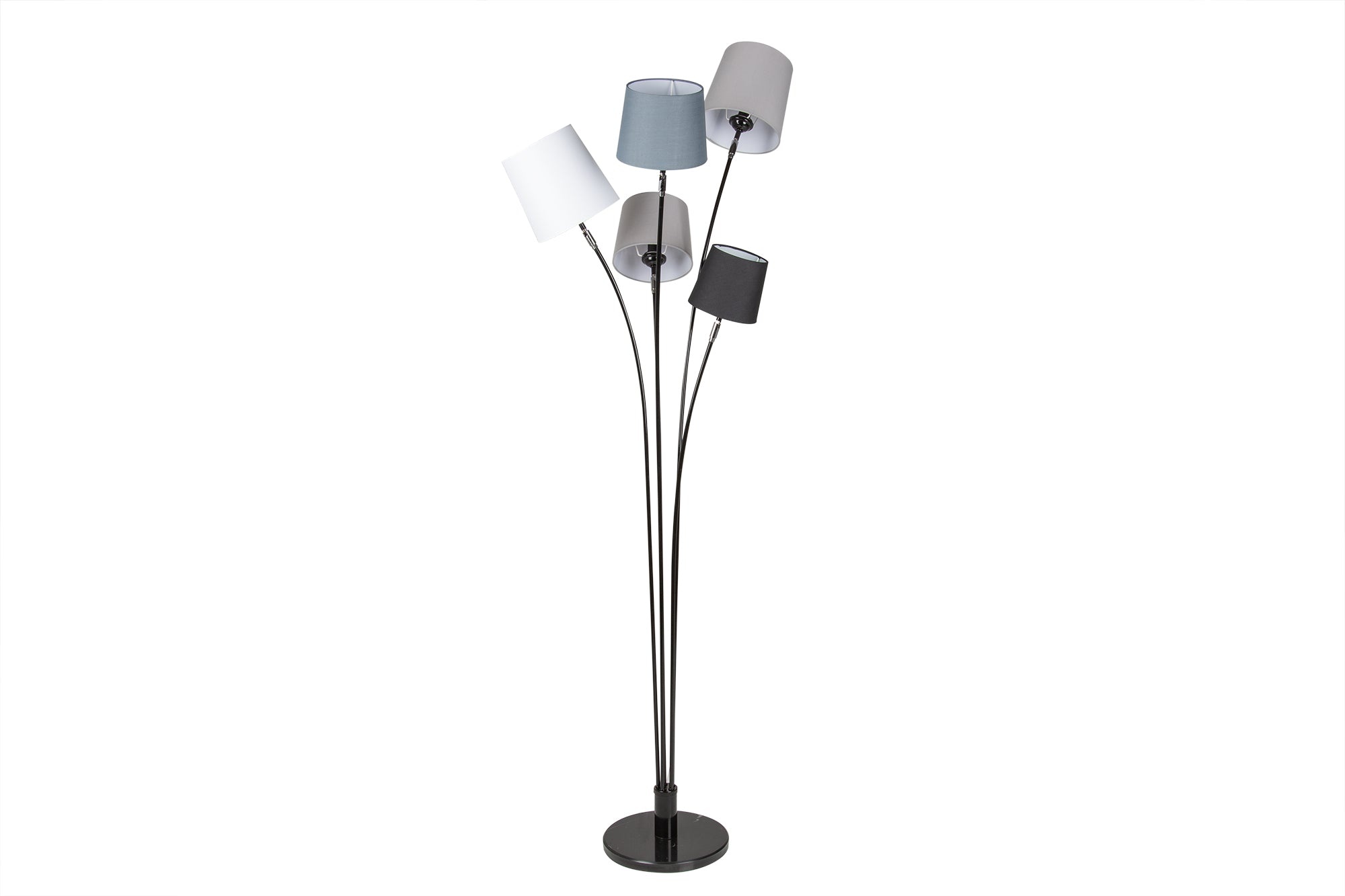 Vloerlamp LEVELS 176 cm 5 linnen lampenkappen zwart grijs wit - 40745