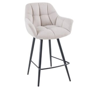 Barstoel PAPILLON 106 cm, 180° draaibaar, plat geweven stof, champagnebeige - 43882