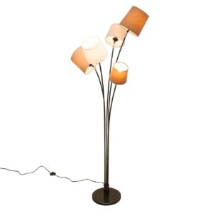 Vloerlamp LEVELS 176 cm 5 linnen kappen wit beige bruin - 39059