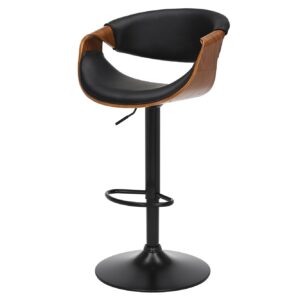 Barkruk ORGANIC 89-100 cm, draaibaar, met armleuningen, kunstleer en walnoothoutlook - 47714