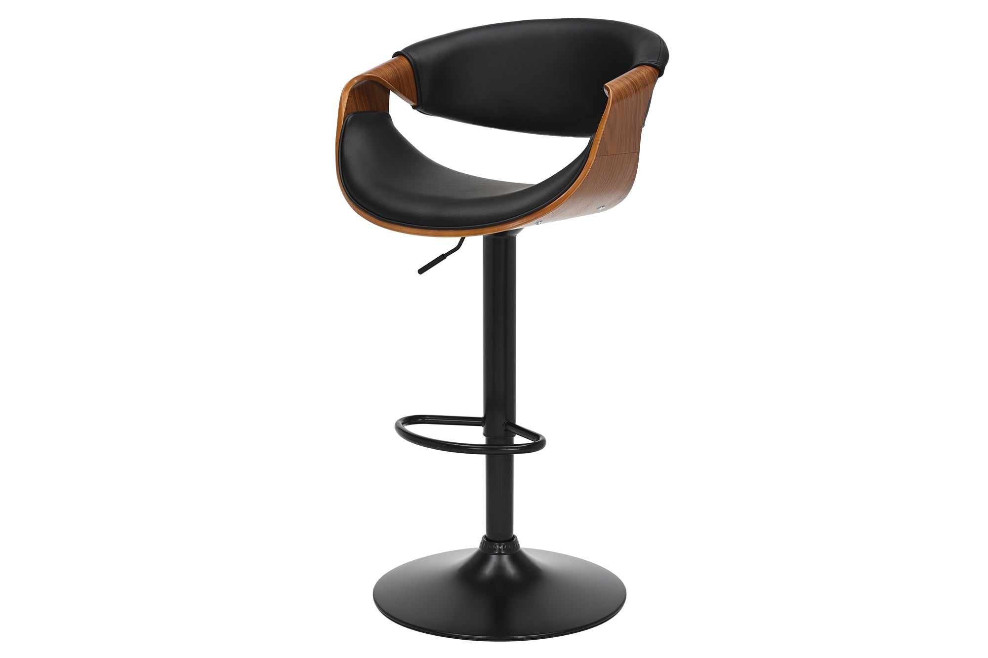 Barkruk ORGANIC 89-100 cm, draaibaar, met armleuningen, kunstleer en walnoothoutlook - 47714