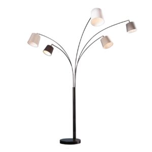 Vloerlamp LEVELS 5 linnen kappen zwart grijs wit met marmeren voet - 36398