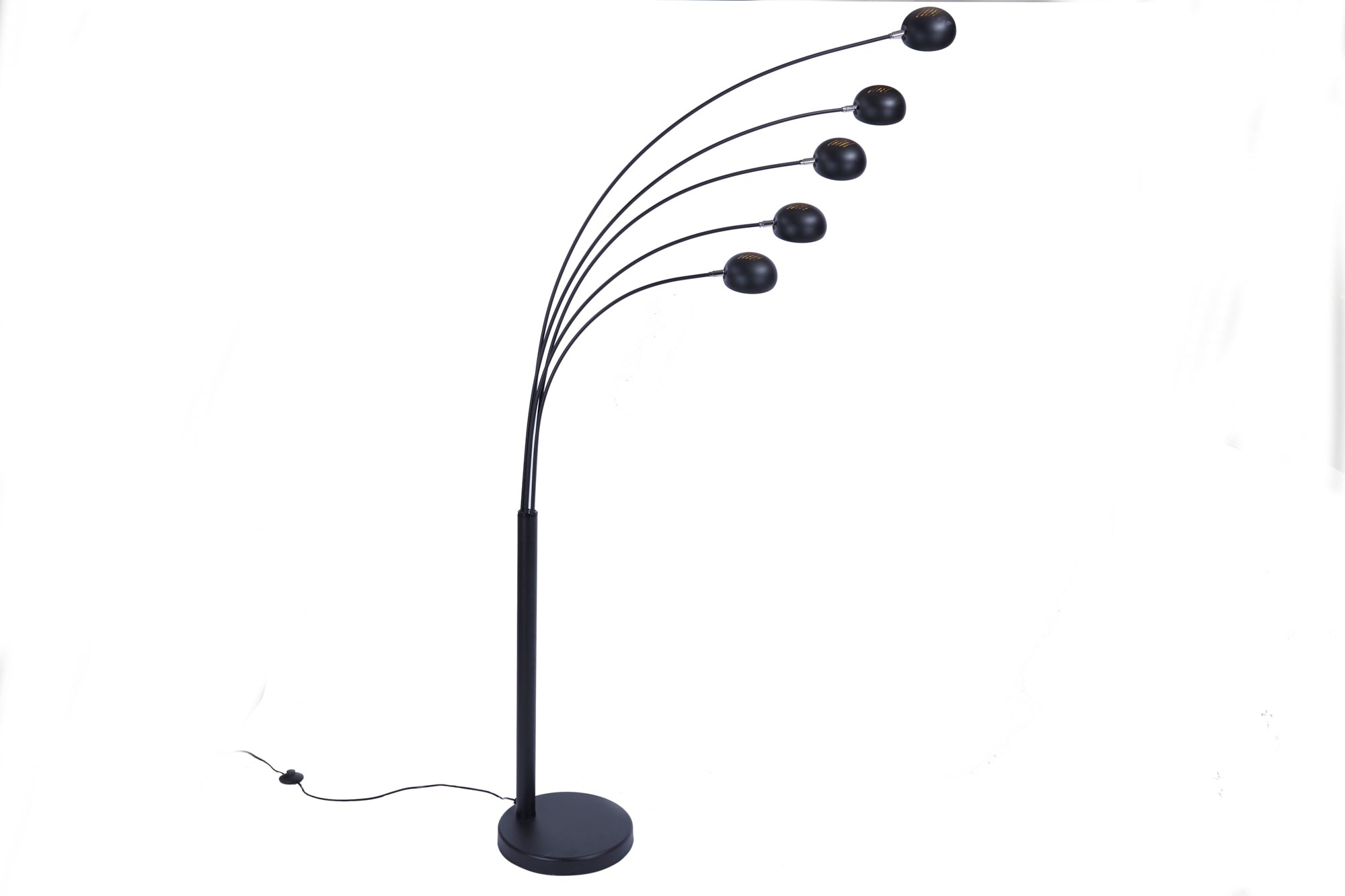 Vloerlamp met vijf lichtpunten, 210 cm, zwart-goud met marmeren voet. - 22967