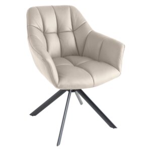 Draaibare fauteuil PAPILLON roteerbaar 180° met armleuningen leder beige - 49010