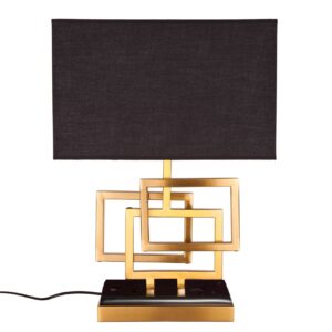 Tafellamp ATLANTIS 56 cm goud met zwarte stoffen kap - 39098