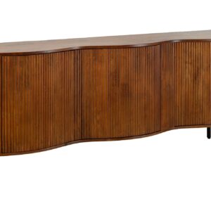 Dressoir GRANDEUR 180 cm 3D retrostijl mangohout bruin met zwarte metalen poten - 47147
