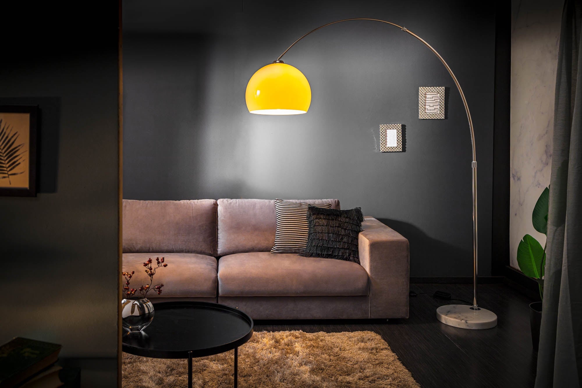 Vloerlamp BIG BOW 175-205cm oranje met marmeren voet - 20747